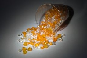 white and orange gems