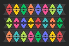 multicolored geometric shapes on a gray background