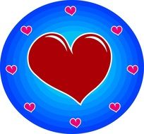 red heart in the blue circle