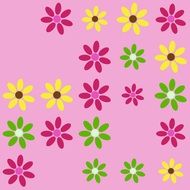 flowers of different colors on a pink background