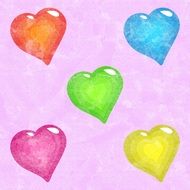 pink background with cute colorful hearts