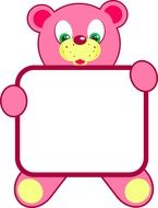 baby pink frame with bear