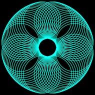 Clipart of blue circle with lines on black background