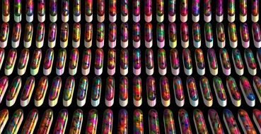 colored geometric shapes on a black background