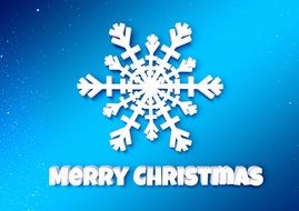 white snowflake and inscription on a blue background
