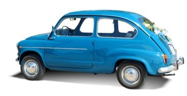 blue old car on white background