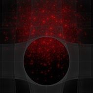 gray fractal on a black background with red dots