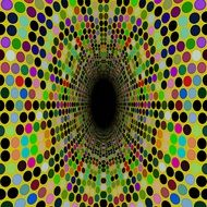 psychedelic figures with colored figures as background