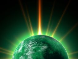 wallpaper with green illuminated planet