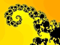 black pattern in the form of a spiral on a yellow background