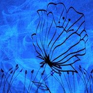 blue background with flower silhouette