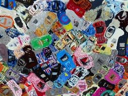 drawing of a pile of mobile phones