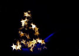 stars in shape of a Christmas tree