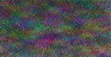 colored drops of paint on the canvas