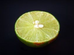lemon slice on black background