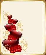 romantic background with hearts and roses