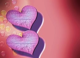 wallpaper with purple 3d hearts