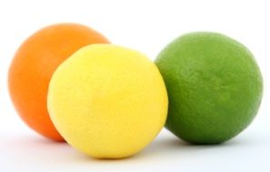 isolated lemon, orange and lime