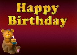 birthday greeting card with teddy bear