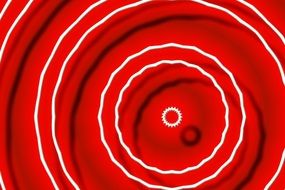 red background with white circles