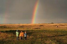 Children Rainbow Laughing Happy