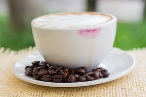 mild cappuccino and coffee beans