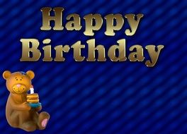 blue birthday card with teddy bear