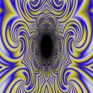 a tunnel with a pattern of colored spirals
