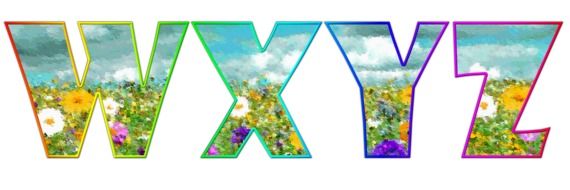 letters with spring meadow background