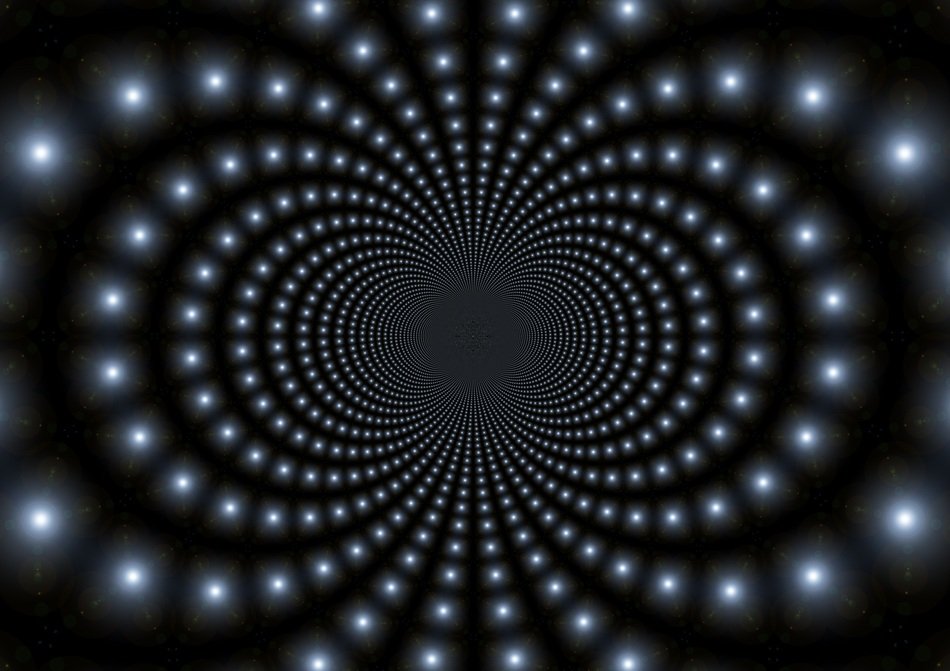 half circles from light on a black background