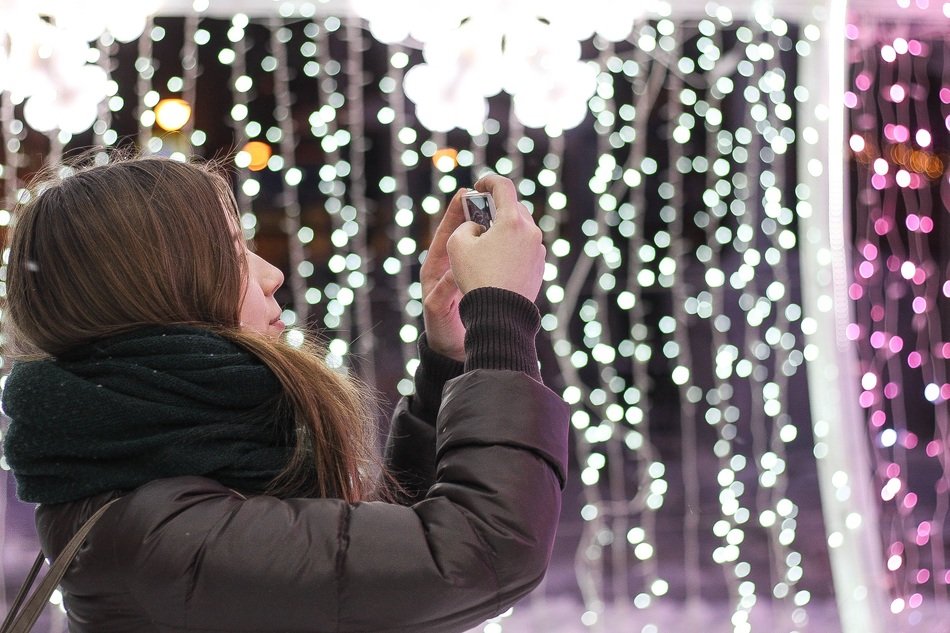 Selfie Lights Background Female