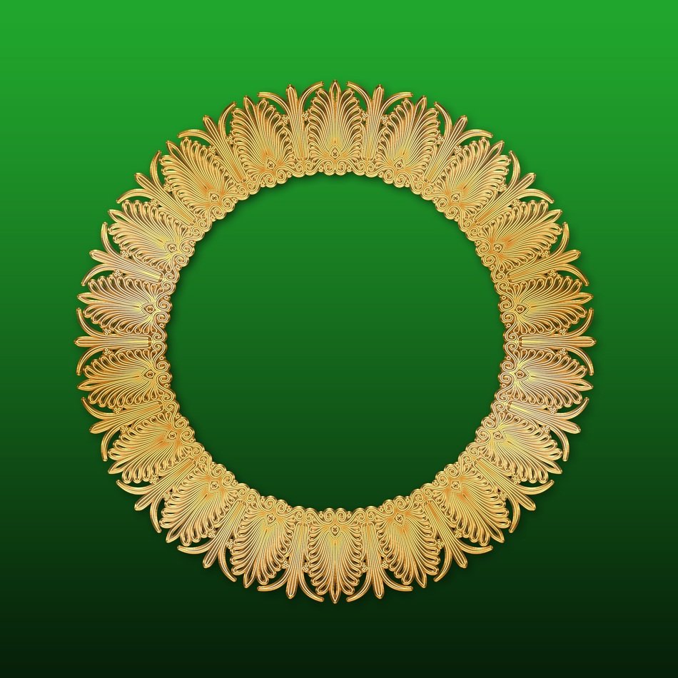 gold photo frame on the green background