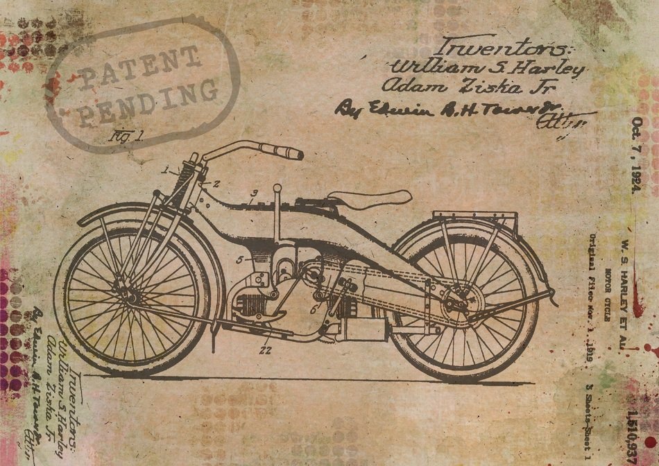 Vintage postcard with image of motorcycle