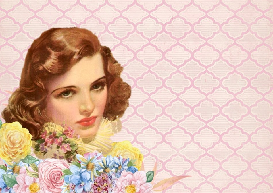 Vintage Background Lady Pink