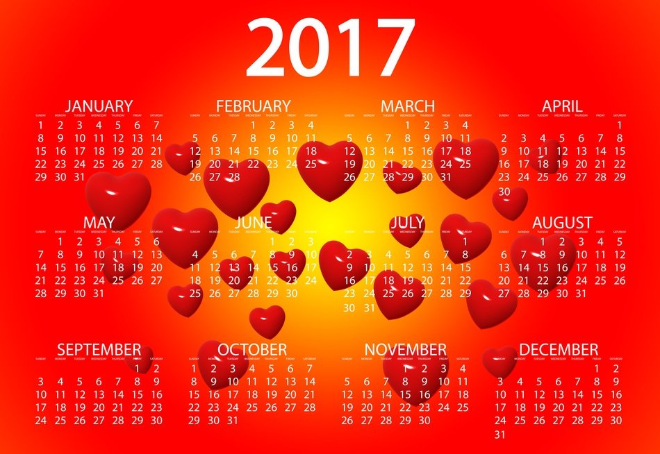 Agenda Calendar Heart Love