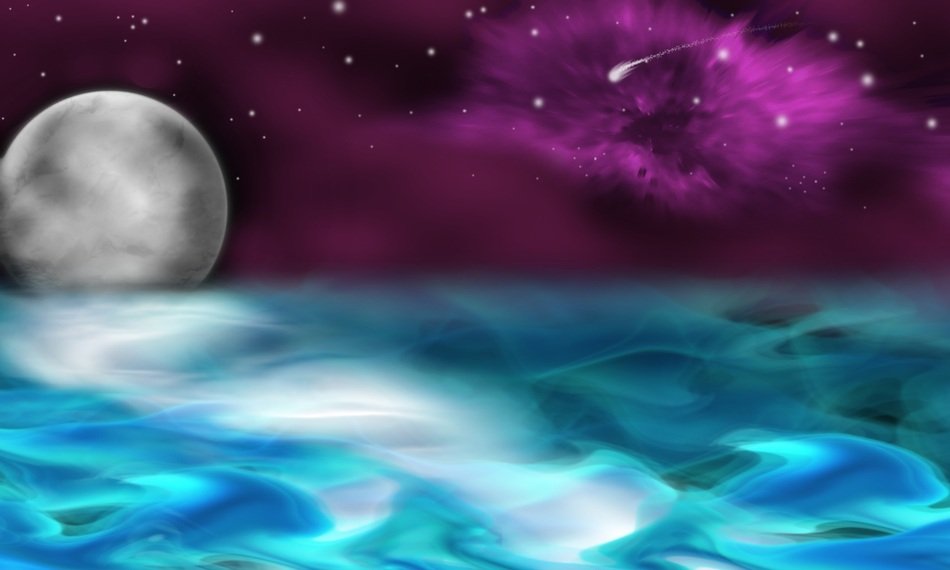 Ocean Moon Stars Astronomy