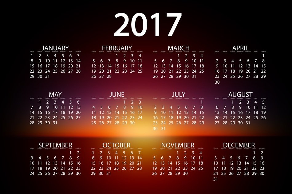 20170calendar against the setting sun