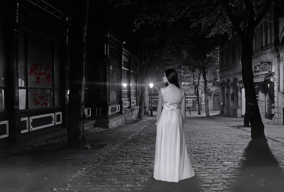 Woman Brunette Scary Road Fear