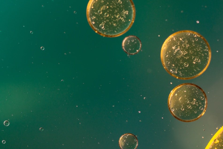 oily eye on fluid as background