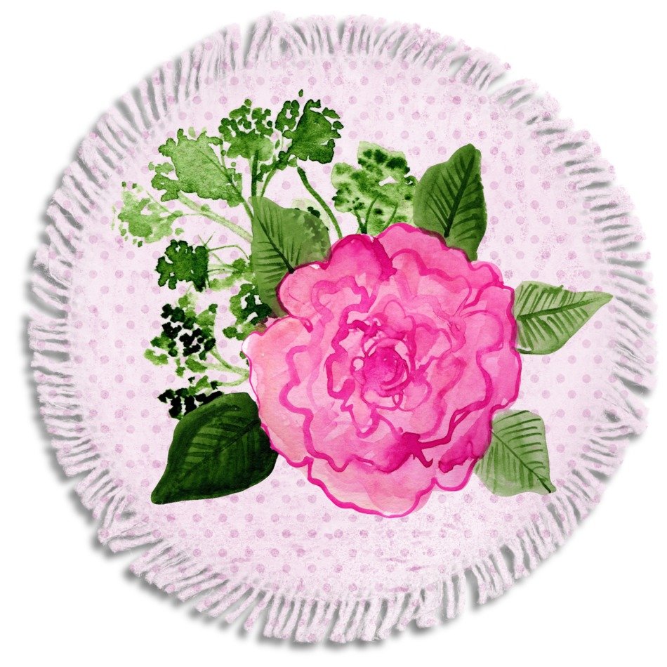 Tag Rose Pink Leave Frayed
