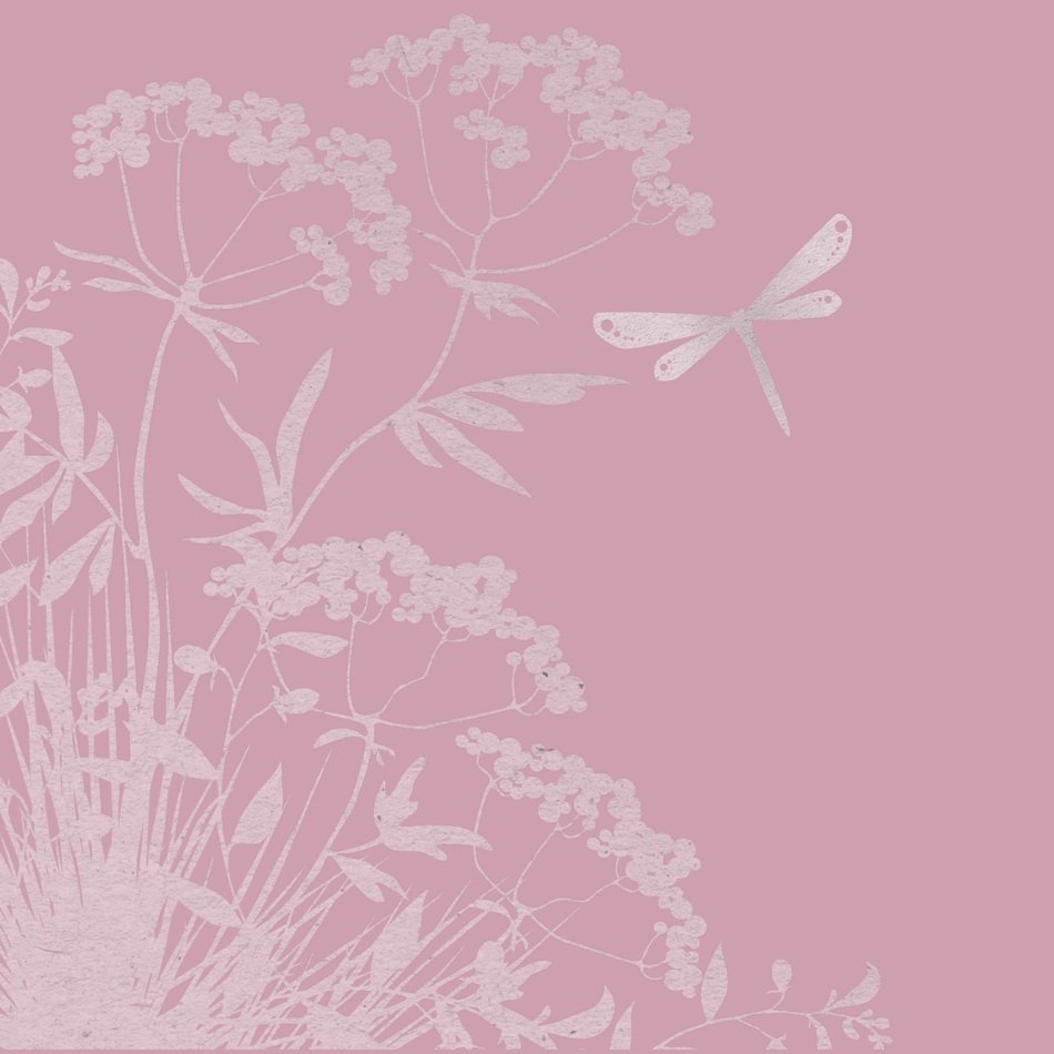 dragonfly on the meadow pattern on the pink background