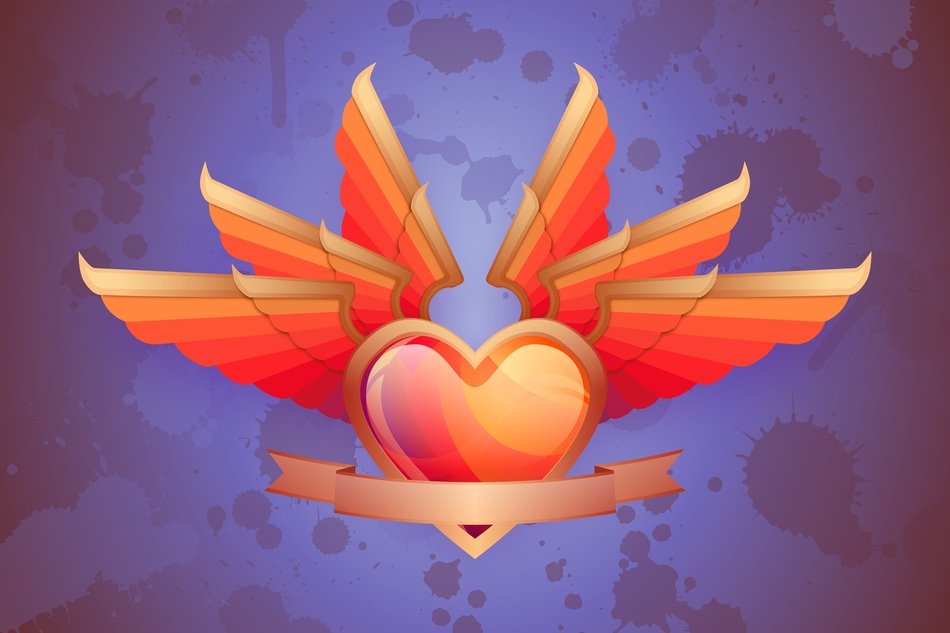 Heart Love Wings Blue Badge