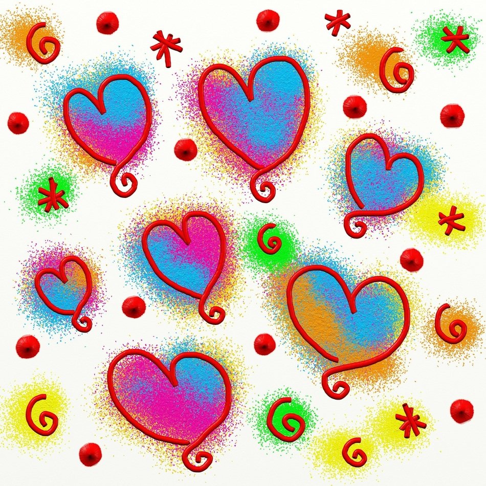 Love Hearts Shapes Doodle Art