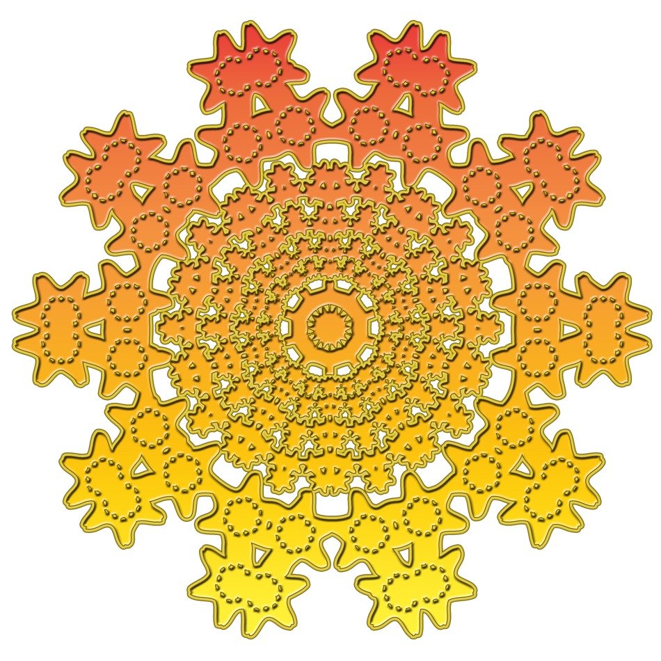 yellow snowflake on the white background