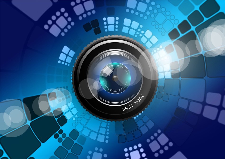 background with camera lens in center