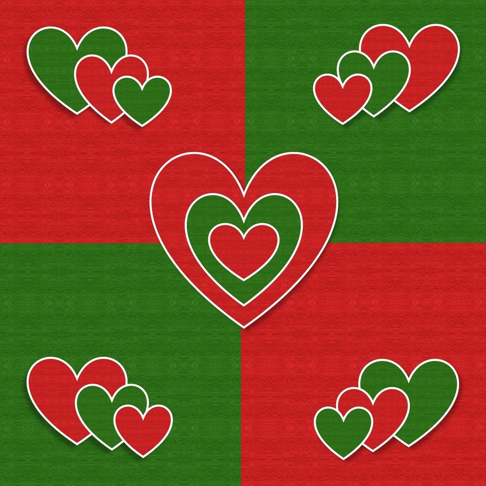 Christmas Hearts Love Fabric