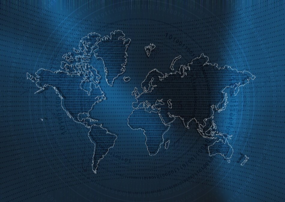 indigo wallpaper with earth map