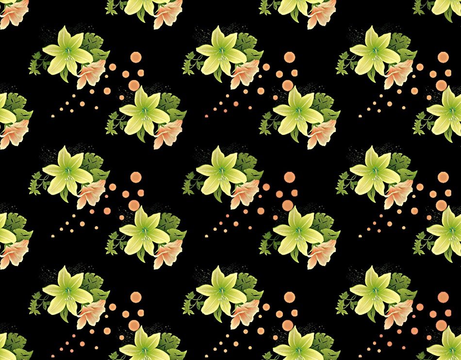 Flower Lily Yellow Green Design