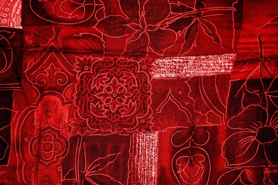 Background Patchwork Flowers Red