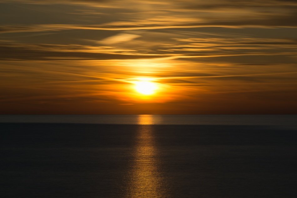 Sunset Sea Water Clouds